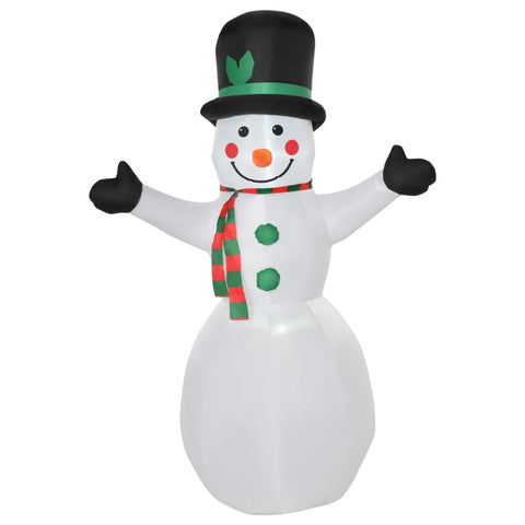 Rootz Snowman - Christmas Snowman - Inflatable Snowman with 2 Module Lights - Christmas Decoration - Garden Lawn Decoration - White - 130 x 72 x 193 cm