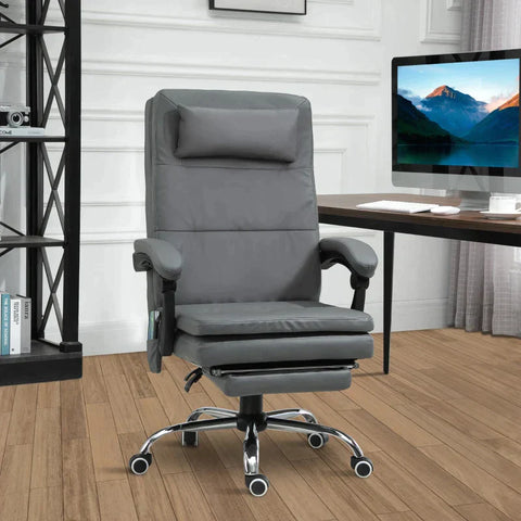 Rootz Massagesessel – Chefsessel mit Massagefunktion – 7 Vibrationsmassagepunkte – höhenverstellbar – Bürostuhl – Galvanikschaum – Grau – 67 x 70 x 112–120 cm