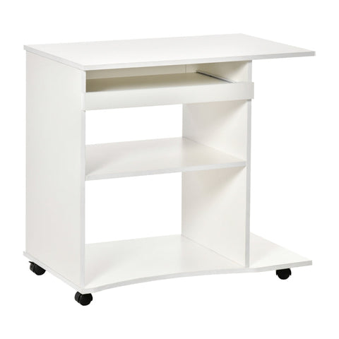 Rootz Computer Desk - Mobile Computer Desk - Desk With Wheels - White - 80 cm x 50 cm x 75 cm
