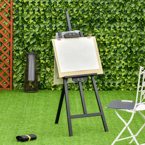 Rootz Easel - Easel Sitting And Standing Easel - Foldable Studio Easel - 90° Adjustable With Holder For Art Painting- Pine Wood - Black - 51.5 x 71.5 x 134.5 cm