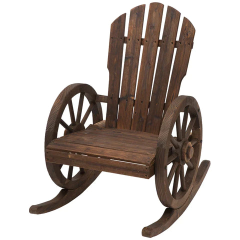 Rootz Rocking Chair - Garden Chair - Rustic Design - Fir Wood - Outdoor - Weather Resistant - 68cm x 88cm x 92cm