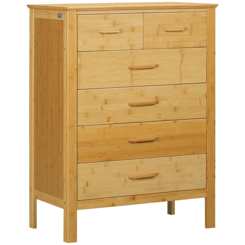 Rootz Drawer Cabinet - Dresser With Drawers - 6 Drawer Chest - Natural - 66cm x 37.5cm x 88.6cm