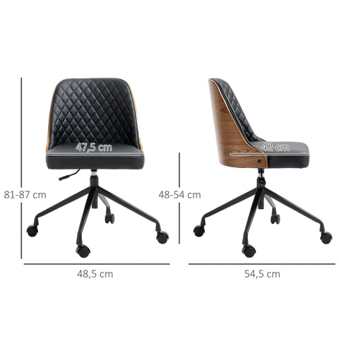 Rootz Bürostuhl – Schreibtischstuhl – Drehstuhl – Home-Office-Stuhl – höhenverstellbar – Schwarz – 48,5 x 54,5 x 81–87 cm