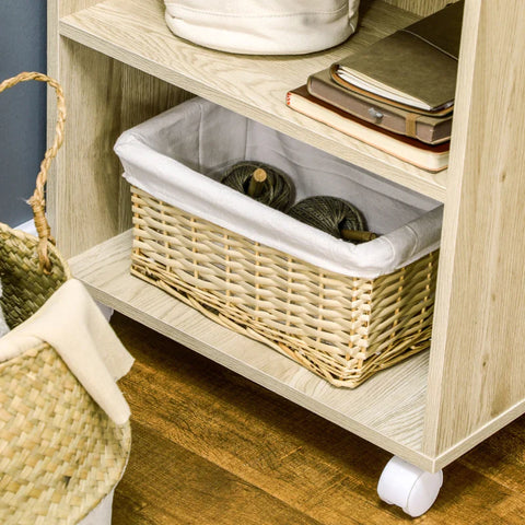 Rootz Kapstok - Kapstok - 1 Kledingroede - 5 Planken - Elegant Design - 1 Schoenenrek - Gemakkelijk schoon te maken - 4 Wielen - Spaanplaat - Naturel - 80L x 50B x ​​129Hcm