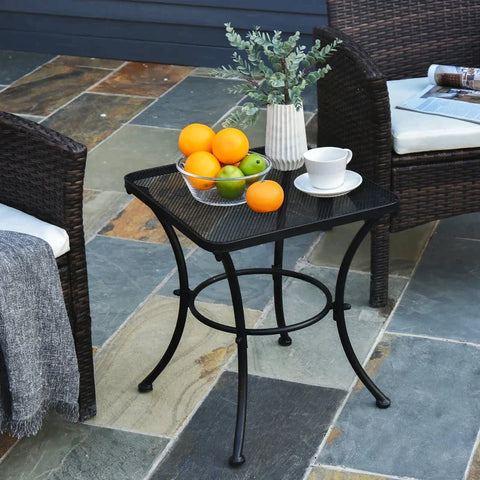 Rootz Tuin Salontafel - Theetafel - Bijzettafel - Vierkante Tafel - Metaal - Zwart - 45 x 45 x 50 cm