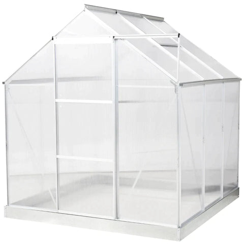 Rootz Aluminum Greenhouse - Garden House With Window Door - Plant House - Weather-resistant - Silver - 193 x 187 x 205 cm