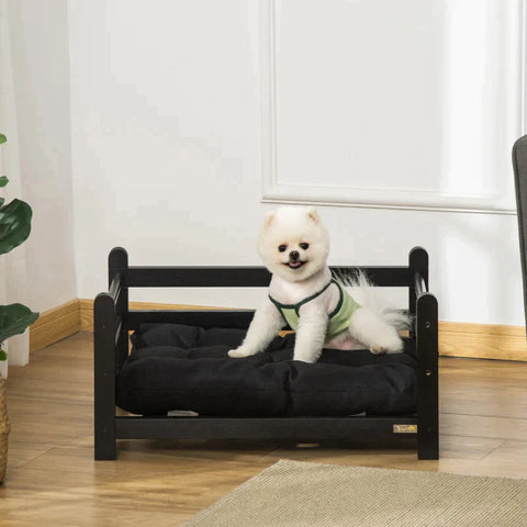 Rootz Pet Bed - Dog Sofa - Raised Pet Sofa - Cat Sofa - Dog Bed - Dog Sleeping Place - Zwart - 65B x 51D x 32H cm