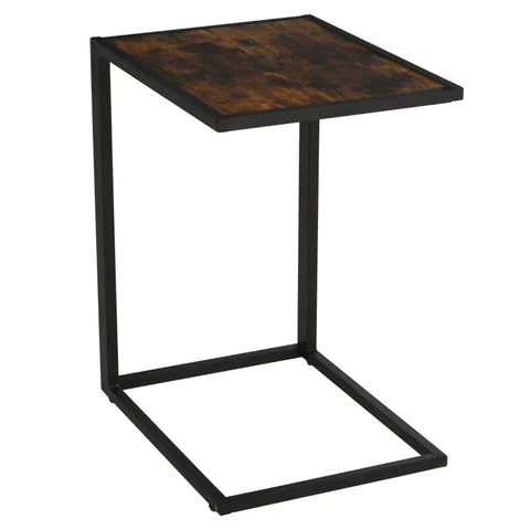 Rootz Side Table - C-shape Side Table - Coffee Table - Standing Table - Metal Mdf - Rustic Brown - 40.6 x 50.8 x 64.2 cm