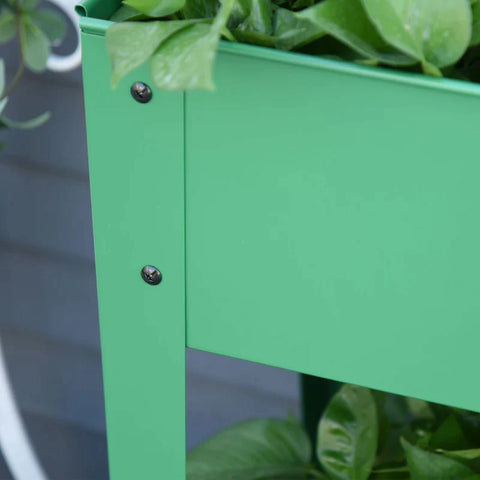 Rootz Raised Bed - Garden Bed - Garden Planter Bed - Flower Box - With Wheels And Shelf - Metal Plastic - Green - 104 x 39 x 80 cm