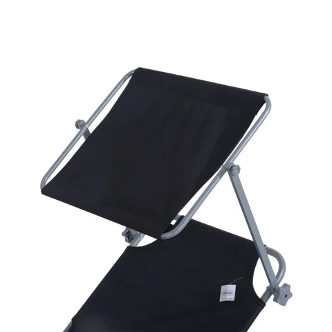 Rootz Sun Lounger - Garden Lounger - Lounger Beach - Foldable Sun Lounger - With Sun Protection - Black - 187 x 58 x 36 cm