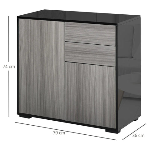 Rootz Cabinet - Standing Cabinet - Storage Cabinet - Cabinet Chest - Light Grey/Black - 79 x 36 x 74 cm
