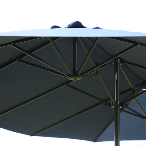 Rootz Parasol - Double Parasol - Garden Parasol - Market Parasol - Patio Parasol With Hand Crank - Blue - 460 x 270 x 240 cm