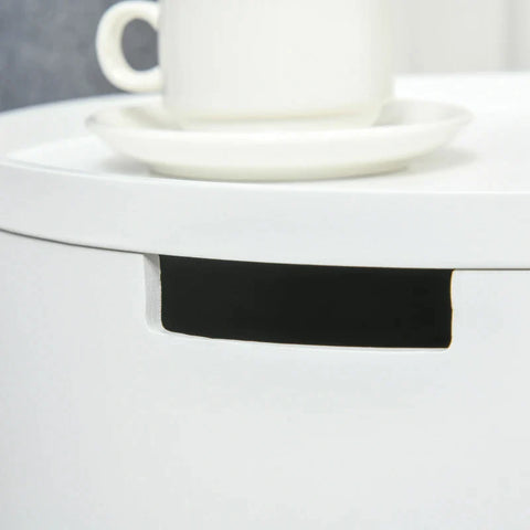 Rootz Side Table - Coffee Table - Bedside Table - Wood Nightstand with Hidden Storage Space - Removable Tray - White - 38 cm x 38 cm x 63 cm