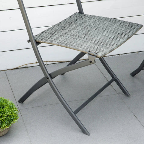 Rootz Polyrattan Bistro Set - For 2 People - Seating Group - Rattan Garden Furniture Set - Grey - 60L x 60B x 72H cm
