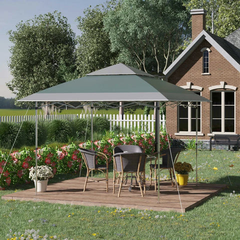 Rootz Gazebo - Party Tent - Garden Gazebo - Party Gazebo - Pop UP Tent - Steel/Oxford Cloth - Green - 3.6L x 3.6W x 2.68H m