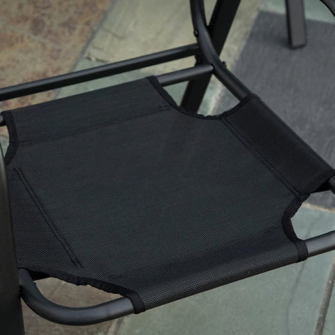 Rootz Garden Furniture Set - For 4 People - 1 Table And 4 Chairs Seating Set - Umbrella Hole - Steel + Polyester - Gray + Black - 152.5L x 96.5W x 71H cm