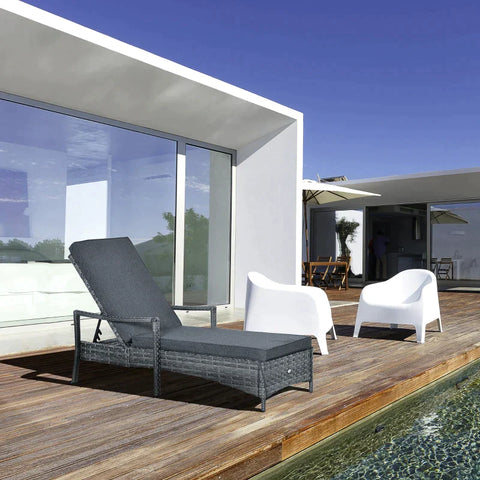 Rootz Lounge Chair – Sonnenliege – Gartenliege – Strandliege – Grau – 192 cm x 62,5 cm x 52,5 cm