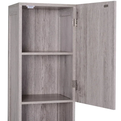 Rootz Bathroom Cabinet - Tall Cabinet - Bathroom Floor Cabinet - Bathroom Shelf - Tall And Narrow - 2 Cabinet Compartments - 2 Open Shelves - Grey - 30 x 32 x 172.5cm
