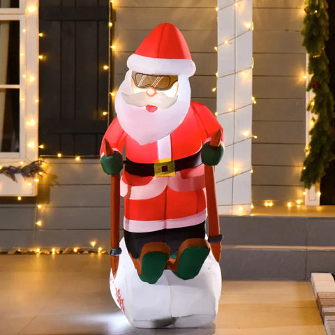 Rootz Inflatable Santa Claus - Christmas Decoration with Lights - Gardens Decoration - Fast Deflating - Automatic Inflation - Weatherproof - Polyester - 85 x 45 x 124 cm