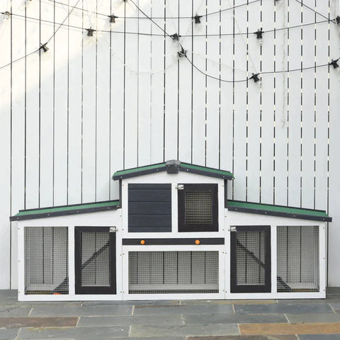 Rootz Kleintierstall – Kaninchenstall – Haustierhaus – Hasenstall – Käfig klein – Tierlebensraum – Holz – Weiß/Grün