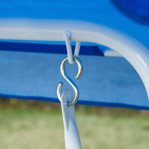 Rootz Kinderhängematte – 2-Sitzer-Babyschaukel mit verstellbarem Schiebedach – Gartenschaukel – Metall – Blau – 110 x 74 x 113 cm