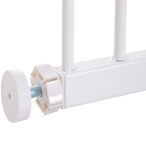 Rootz Pet Safety Gate - Door Gate - Stair Gate - Dog Barrier Gate - Protective Door - Metal - White - 76-107 x 76 cm