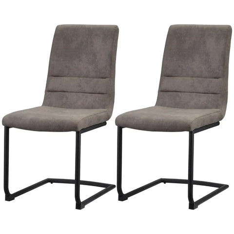 Rootz Set Of 2 Dining Chairs - Modern Design - Cantilever - Velor Look - Brown - 42 cm x 64 cm x 90 cm