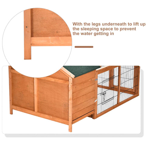 Rootz Small Animal Hutch - Wooden Rabbit Hutch - Rabbit Cage - Pet House - Openable Run & Roof Slide-out Tray - 58" x 37" x 27"