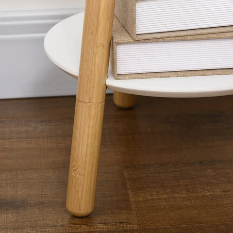 Rootz Kapstok - Kapstok Met Bijzettafel - Scandi Design - 5 Kapstokhaken - Naturel + Wit - 39,5 cm x 39,5 cm x 171 cm