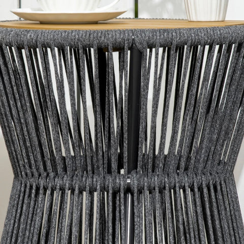 Rootz Garden Table - Boho Style Garden Table - Weather Resistant - PE Rattan - Black + Natural - 39cm x 39cm x 49cm