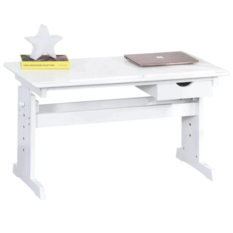 Rootz Study Desk - Computer Stand - Laptop Table - Height Adjustable - 5 Levels With Drawer - MDF - White - 109 x 55 x 63.6-89.2 cm
