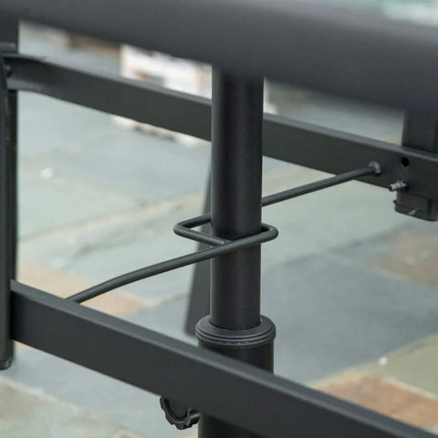 Rootz Garden Furniture Set - For 4 People - 1 Table And 4 Chairs Seating Set - Umbrella Hole - Steel + Polyester - Gray + Black - 152.5L x 96.5W x 71H cm