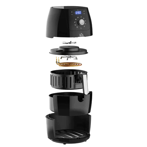 Rootz Air Fryer - Heteluchtfriteuse - 5.5L Airfryer - Zwart - 41L x 33B x 37H cm