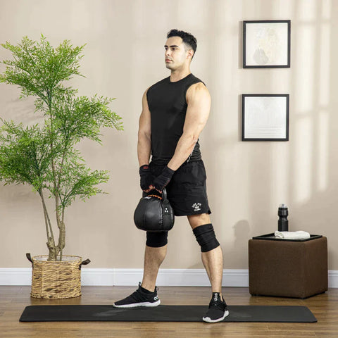 Rootz Kettlebell - 12 Kg - Flat Bottom - Steel Handle - Plastic Body - Black - 20 x 20 x 24 cm