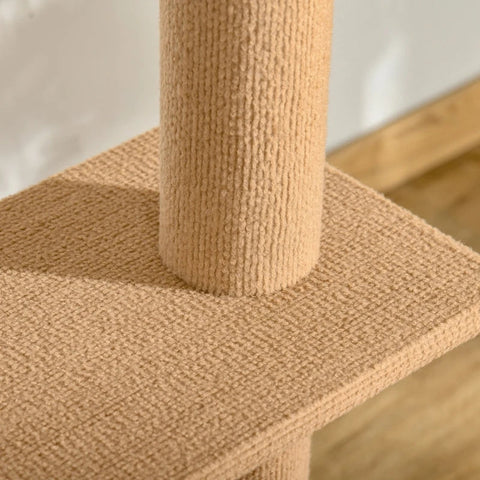Rootz Scratching Post - Cat Tree - Cat Play Tree - Climbing Tree - Height Adjustable - Light Brown - 43 x 27 x 228-260 cm
