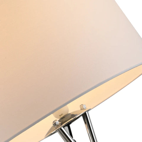 Rootz Floor Lamp - Floor Lamp With Fabric Shade - Triple Metal Base - Metal + PS + Fabric - Silver + White - 48 x 48 x 162 cm