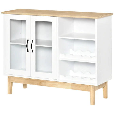 Rootz Wine Cabinet - Wine Cabinet With Glass Door - Wine Rack - Sideboard with Adjustable Shelf - White - 103 cm x 34 cm x 80 cm