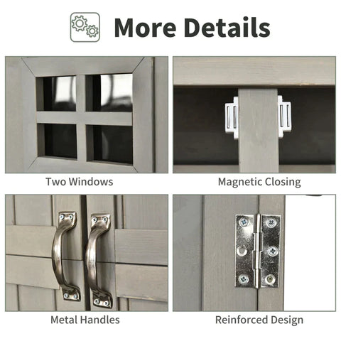 Rootz Tuinhuis - Tuinopslagschuur - Tuinkast - Houten Gereedschapsschuur - Tuinopslagkast - Grijs - 127.5x50x164cm