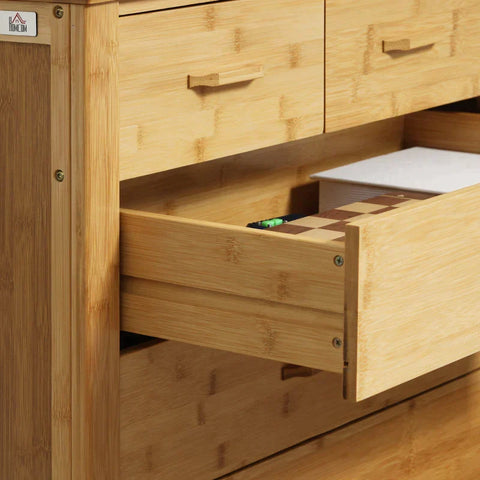 Rootz Drawer Cabinet - Dresser With Drawers - 6 Drawer Chest - Natural - 66cm x 37.5cm x 88.6cm