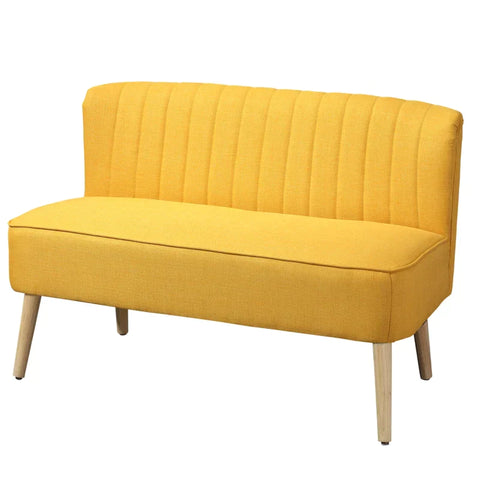 Rootz Sofa - 2 Seater Fabric Sofa - Sofa Seating - Lounge Sofa - Yellow - 117 x 56.5 x 77 cm