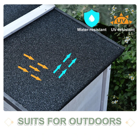 Rootz Small Animal Hutch - Rabbit Hutch - Guinea Pig Hutch - Outdoor Enclosure Cage - Outdoor Animal Hutch - Fir Wood - Light Grey - 150 cm x 52.5 cm x 68 cm