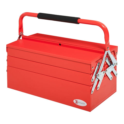 Rootz Tool Box With 5 Compartments - 5-tray Portable Tool Box - Steel - Red - 45 x 22.5 x 34.5 cm