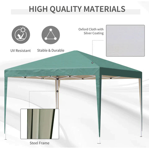Rootz Gazebo - Pop-up Gazebo - Garden Gazebo - Foldable Party Tent - Garden Tent - UV Protection - Steel + Oxford - Green - 2.95 x 2.95 m