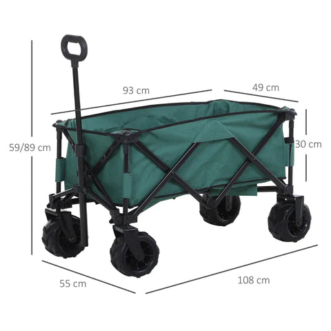 Rootz Transport Trolley - Garden Trolley -  Folding Cargo Trolley - Green - 108 x 53 x 59-89 cm