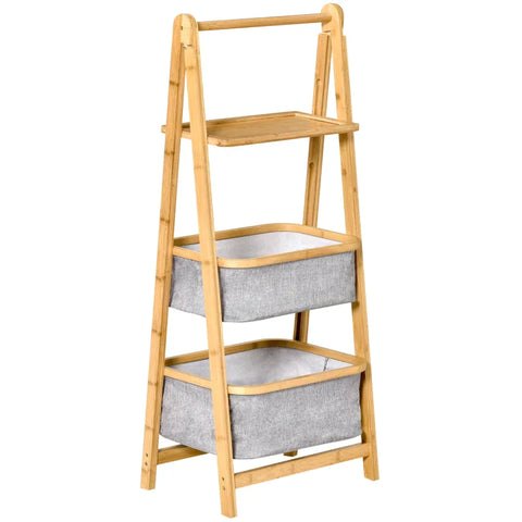 Rootz Shelf - Storage Shelf - 3-Tier Stand Shelf - Bamboo Storage Ladder - Natural