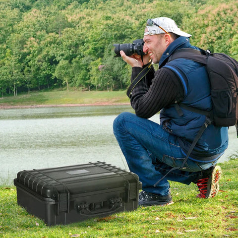 Rootz Valuables Case with Handle - Tool Case - Waterproof - PP plastic - Black - 56cm x 42cm x 21cm