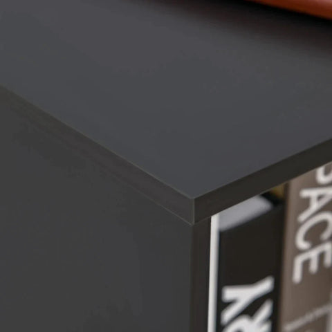 Rootz Printer Table - Printer Stand with Wheels - Filing Cabinet - Office Trolley - Trolley with 4 Compartments 1 Door - Black - 100 x 40 x 71 cm