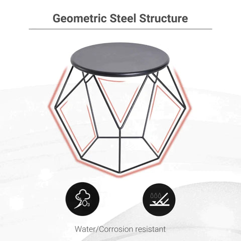 Rootz Hexagonal Side Table - Coffee Table - Nesting Table - Bedside Table -  Living Room - Bedroom - Black - L51 x B51 x H44 cm