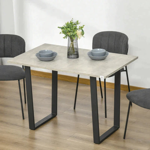 Rootz Dining Table - Dining Room Table - 6 People Dining Table - MDF/Steel - Light Gray - 140L x 80W x 76H cm