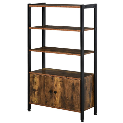 Rootz Bookcase - Cabinet - Office Shelf - Rustic Brown - 70L x 30D x 120Hcm